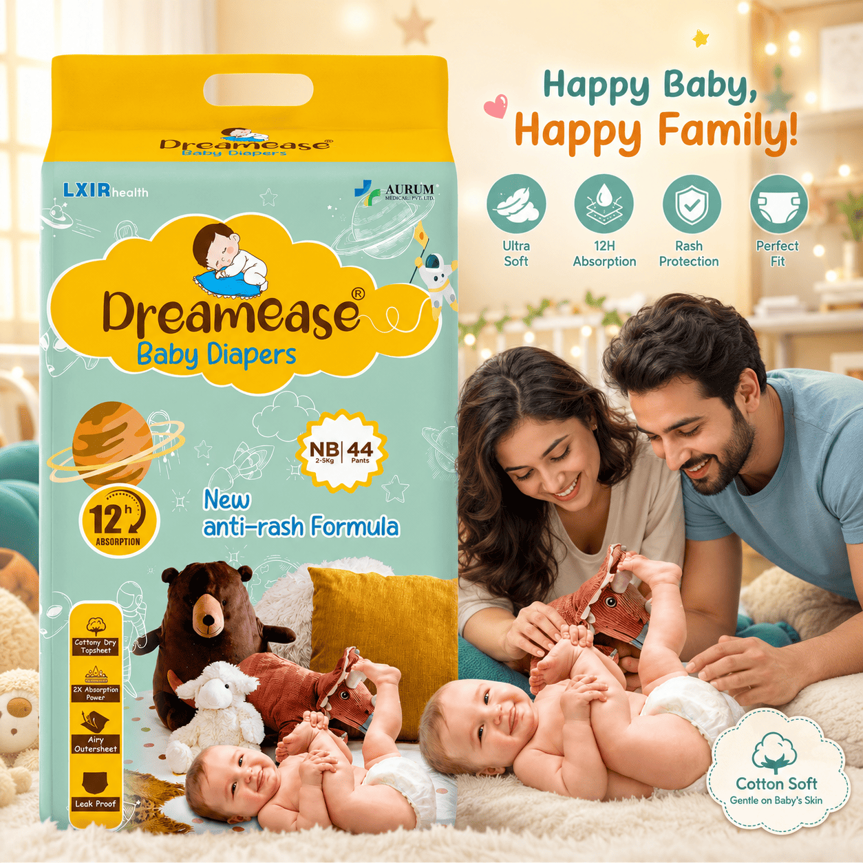 DREAMEASE BABY DIAPER NEWBORN 44