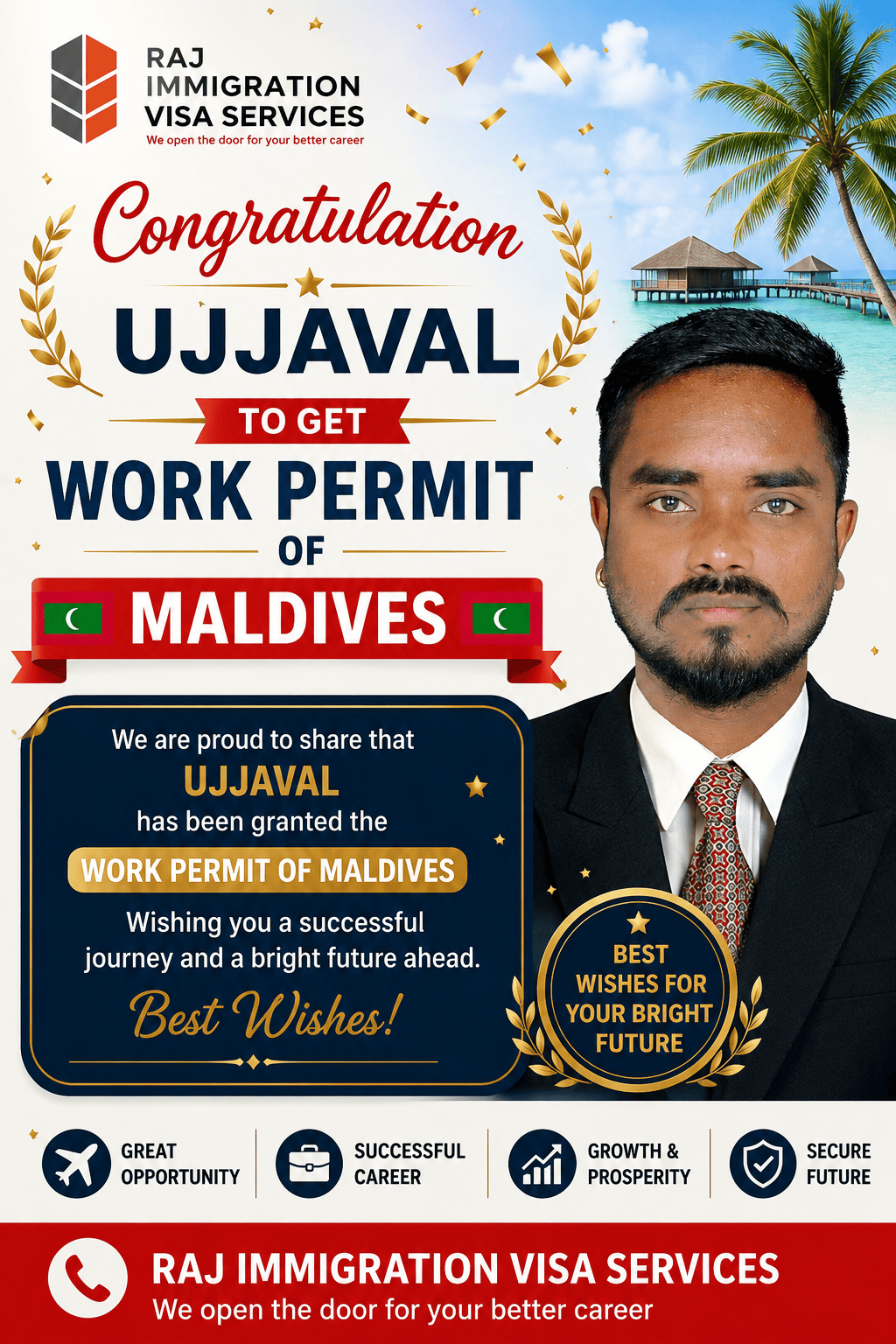 🥳CONGRATULATION UJJAVAL FLY TO MALDIVES 🎉