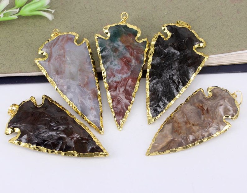 Natural Agate Arrow Pendant