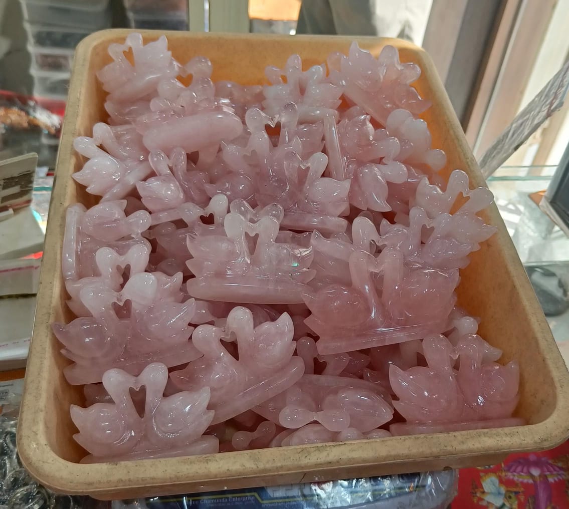 Rose Quartz Duck Pair